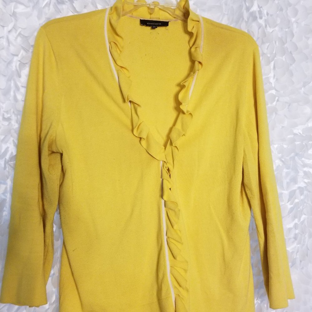 Jones Wear Yellow Ruffle Cardigan - Picture 7 of 8